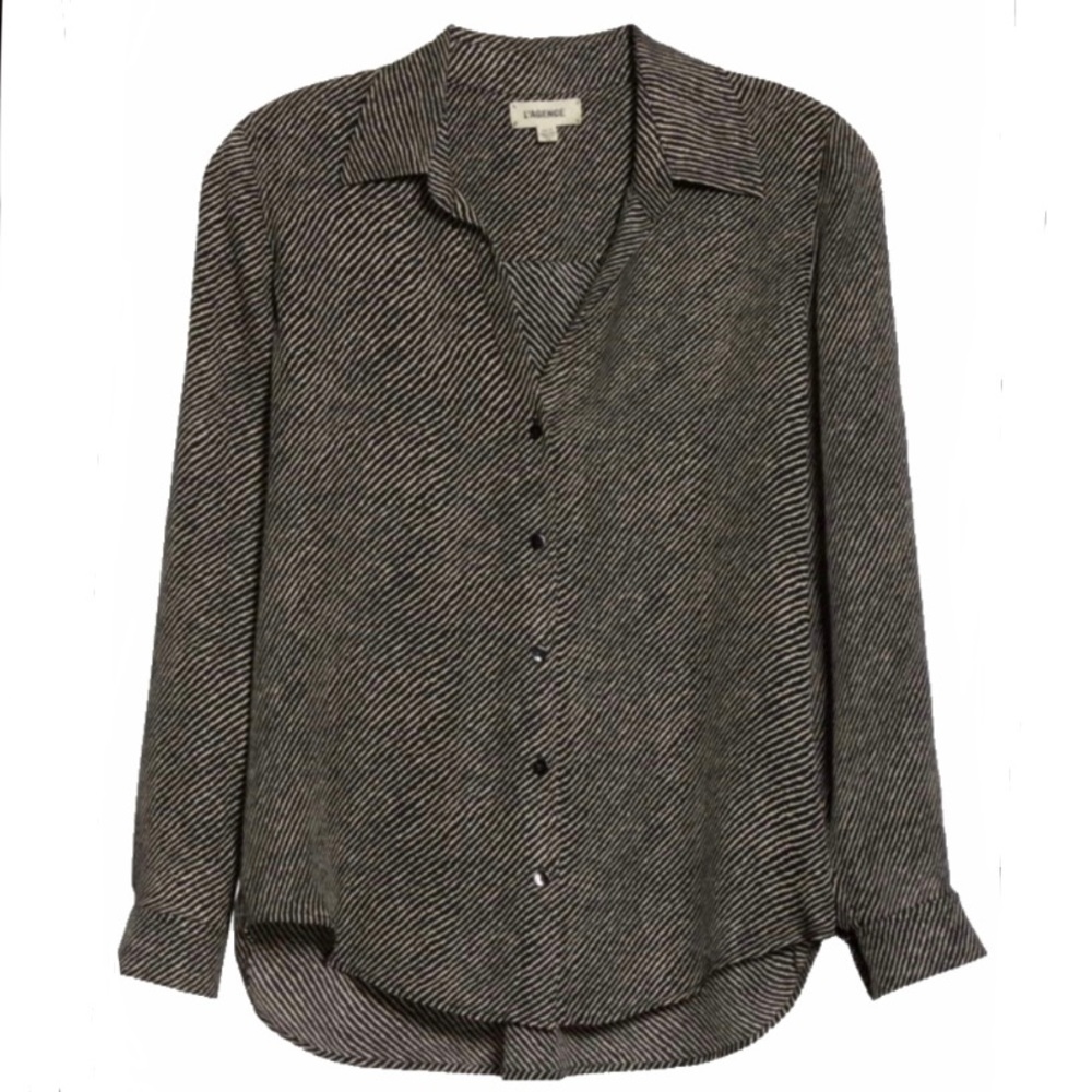 L’AGENCE Nina Stripe Silk Blouse
